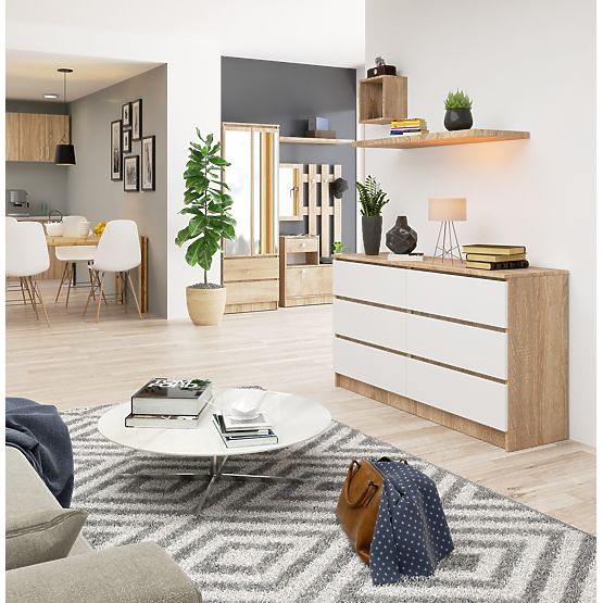 KOMMODE K140 6SZ CLP EICHE SONOMA / WEISS