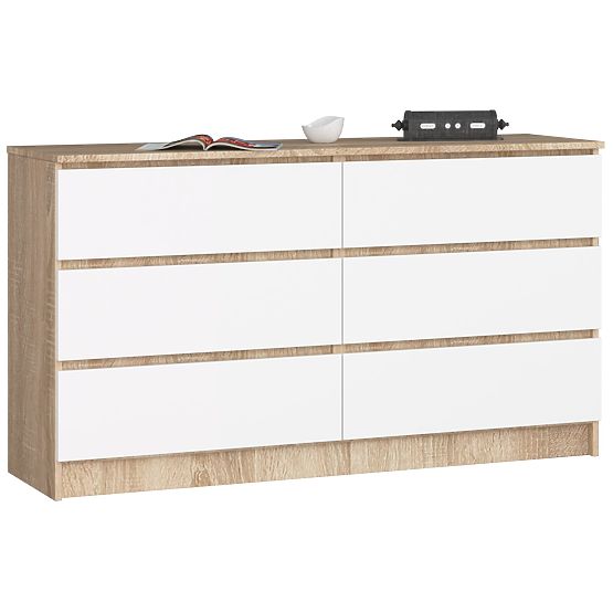 KOMMODE K140 6SZ CLP EICHE SONOMA / WEISS