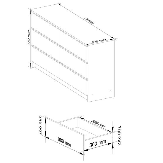KOMMODE K140 6SZ CLP ERLE