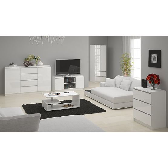 KOMMODE K140 6SZ CLP PK WEISS HOCHGLANZ