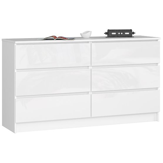 KOMMODE K140 6SZ CLP PK WEISS HOCHGLANZ