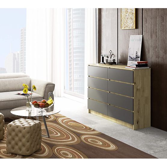 KOMMODE K140 8SZ CLP EICHE ARTISAN / GRAU