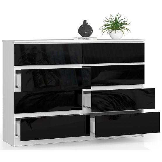 KOMMODE K140 8SZ CLP PK SCHWARZ HOCHGLANZ
