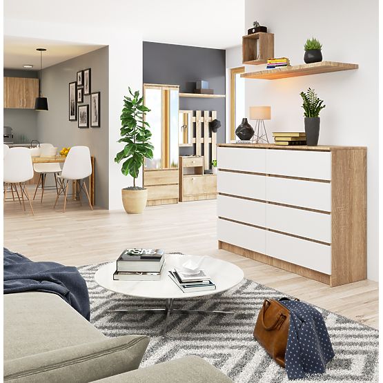 KOMMODE K140 8SZ CLP PK SONOMA / WEISS