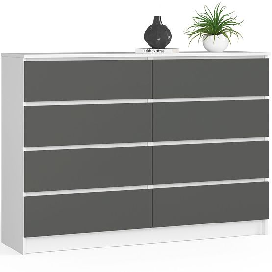 KOMMODE K140 8SZ CLP PK WEISS / GRAU