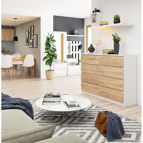 KOMMODE K140 8SZ CLP PK WEISS / SONOMA