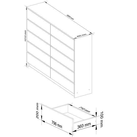 KOMMODE K160 10SZ CLP PK EICHE ARTISAN