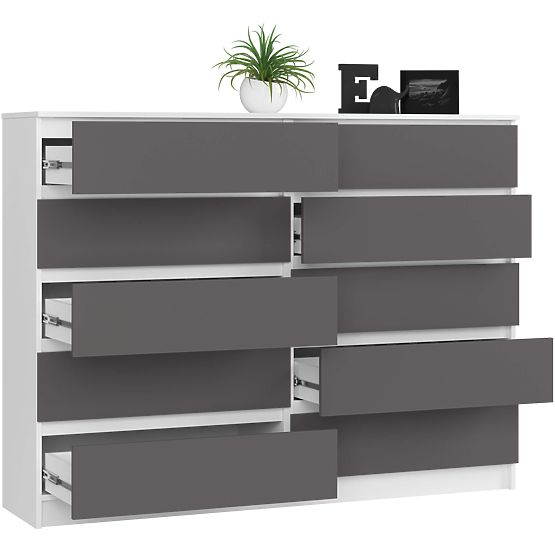 KOMMODE K160 10SZ CLP PK WEISS / GRAU