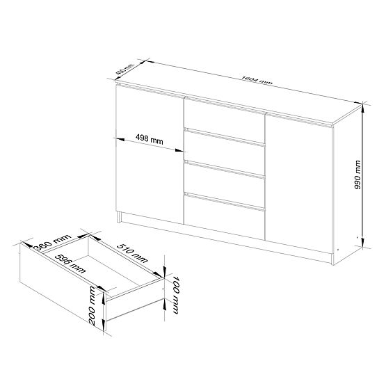 KOMMODE K160 2T 4S CLP PK ERLE