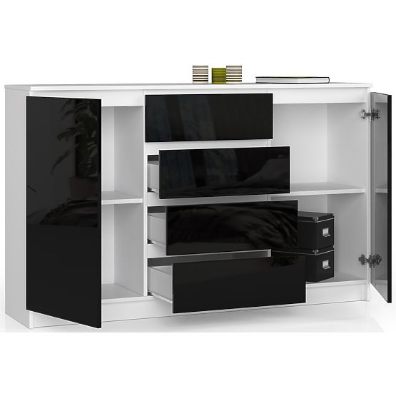 KOMMODE K160 2T 4S CLP PK SCHWARZ HOCHGLANZ