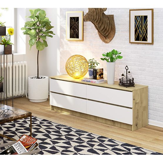 KOMMODE K160 4SZ CLP PK EICHE ARTISAN / WEISS