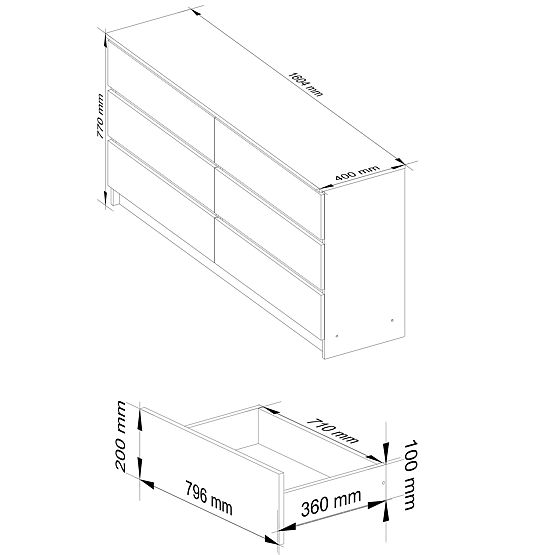 KOMMODE K160 6SZ CLP ERLE