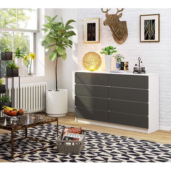 KOMMODE K160 8SZ CLP PK WEISS / GRAU