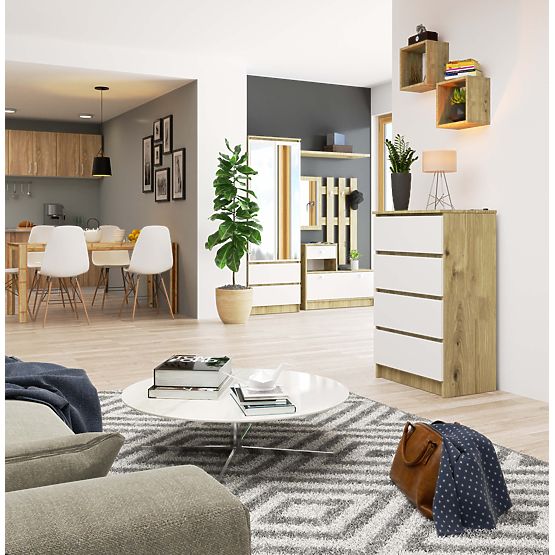 KOMMODE K60 4SZ PK EICHE ARTISAN / WEISS