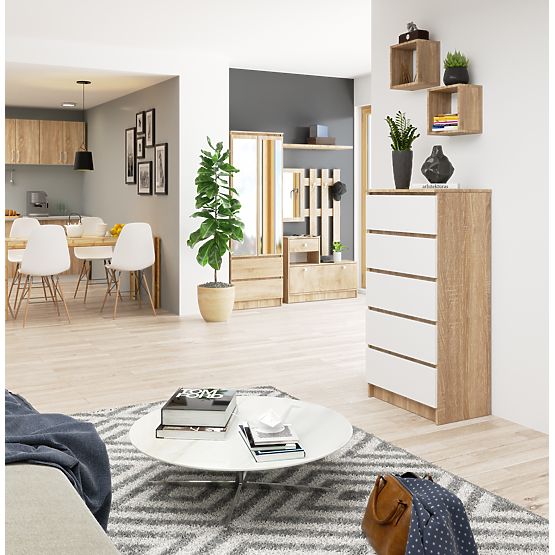 KOMMODE K60 5SZ CLP PK EICHE SONOMA / WEISS