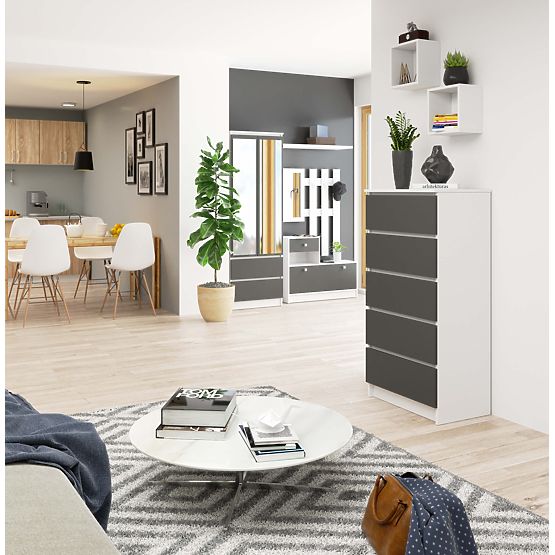 KOMMODE K60 5SZ CLP PK WEISS / GRAU