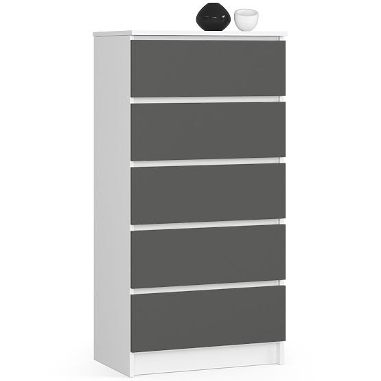 KOMMODE K60 5SZ CLP PK WEISS / GRAU