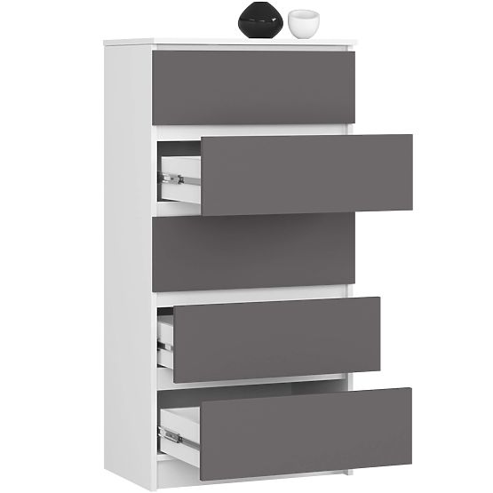 KOMMODE K60 5SZ CLP PK WEISS / GRAU