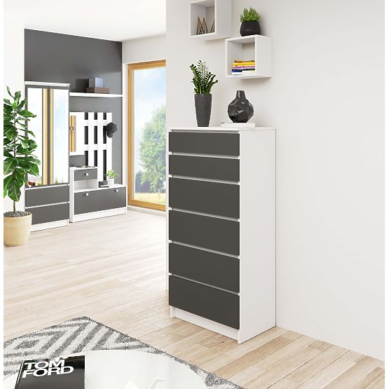KOMMODE K60 6SZ CLP PK WEISS / GRAU