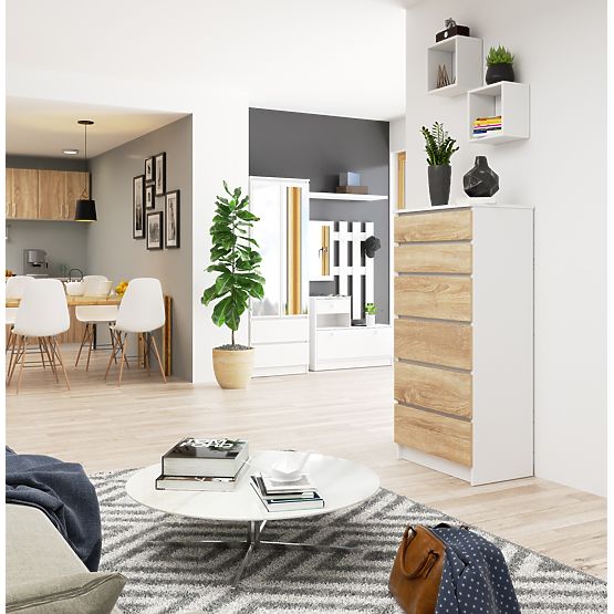 KOMMODE K60 6SZ CLP PK WEIß / SONOMA