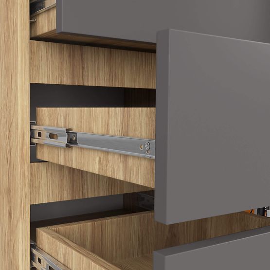 KOMMODE K80 1T 5SZ PK EICHE ARTISAN / GRAFITGRAU