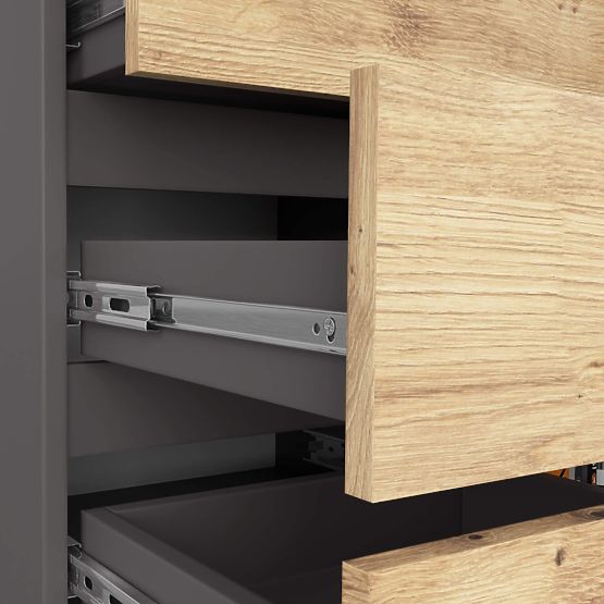 KOMMODE K80 1T 5SZ PK GRAPHITGRAU / ARTISAN EICHE