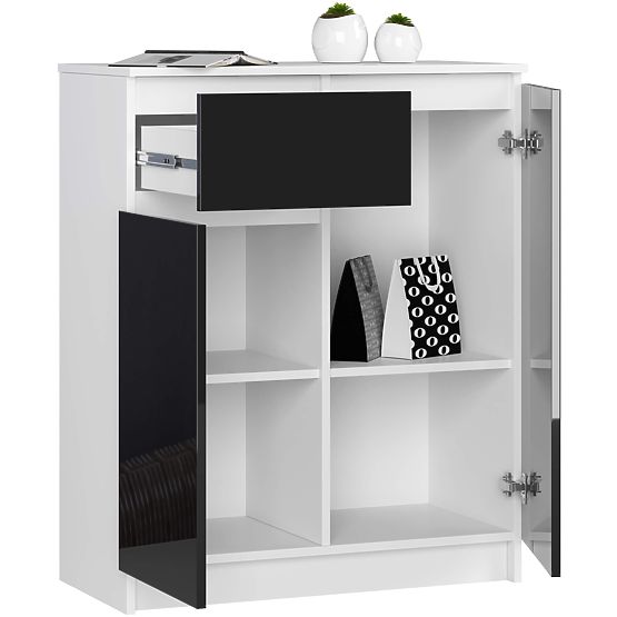 KOMMODE K80 2D 1SZ CLP PK SCHWARZ GLANZ