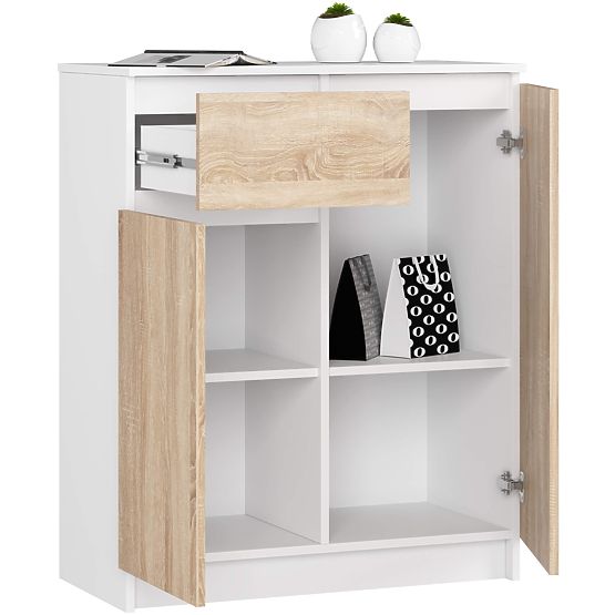 KOMMODE K80 2D 1SZ CLP PK WEISS / EICHE SONOMA