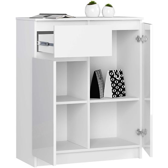 KOMMODE K80 2D 1SZ CLP PK WEISS HOCHGLANZ