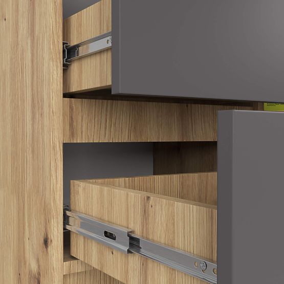 KOMMODE K80 JERRY 1D 3SZ PK EICHE ARTISAN / GRAFITGRAU