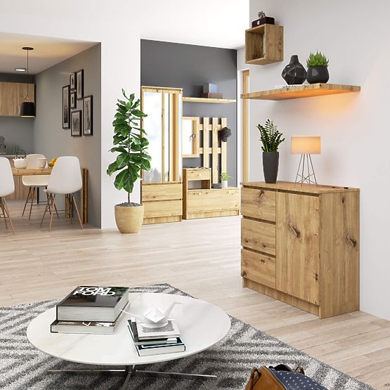 KOMMODE K80 JERRY 1T 3SZ PK EICHE ARTISAN