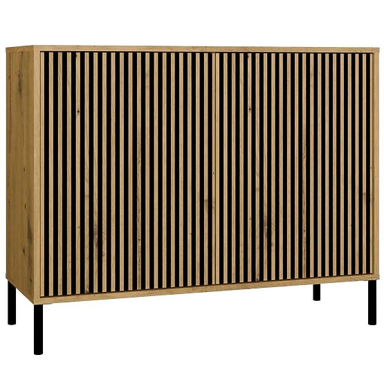 Kommode KAMARO 2D SLIM EICHE ARTISAN Lamellenfront Gerillt