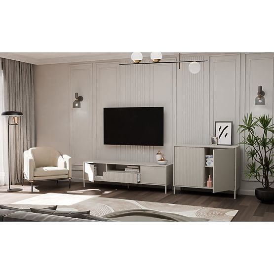 Kommode KAMARO 2D SLIM/GLATT KASCHMIR Lamellenfront + Klassisch