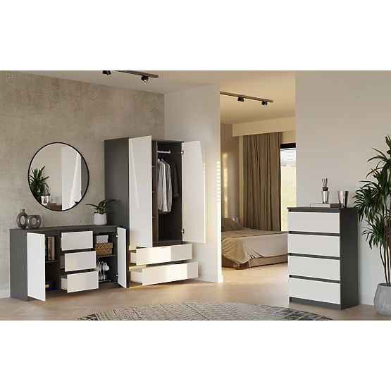 Kommode Malwa 2D3S ANTHRAZIT WEISS