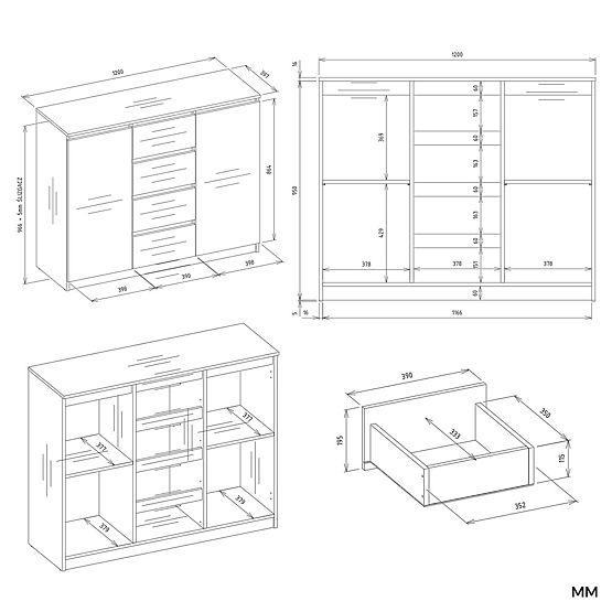 Kommode Malwa 2D4S 120 KASCHMIR BEIGE