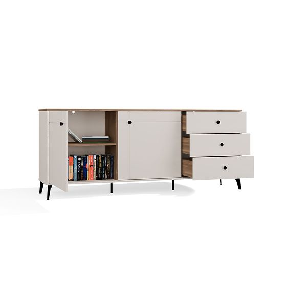 Kommode POINT 2D3S Kaschmir Beige Eiche Castello Schrank 3 Schubladen 2 Türen Wohnzimmer