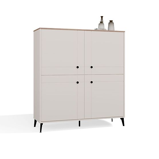 Kommode POINT 4D Kaschmir Beige Eiche Castello Schrank 4 Türen 8 Regale für Wohnzimmer