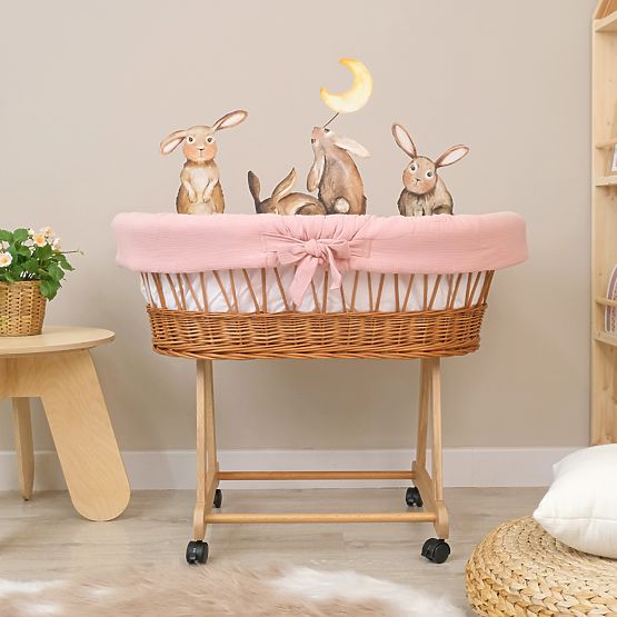 Weidenkörbchen mit Ausstattung für Babys - altrosa