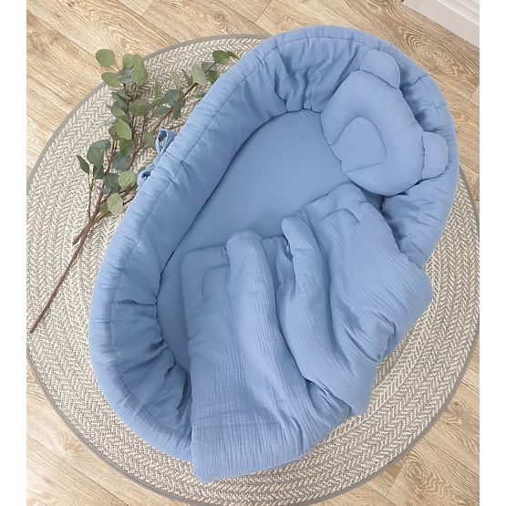 Bettwäsche-Set für Weidenkörbchen - Blau