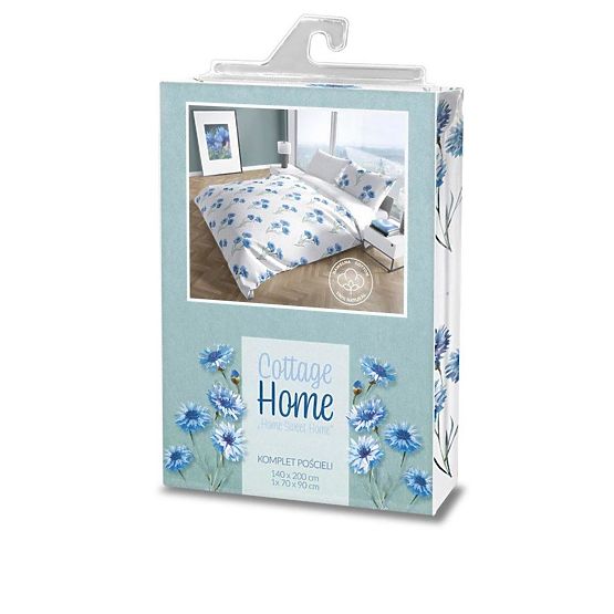 Baumwollbettwäsche Kornblumenblau 140x200cm + 70x90cm