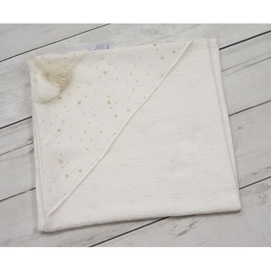 LILU Musselin Decke mit Kapuze 120x120cm