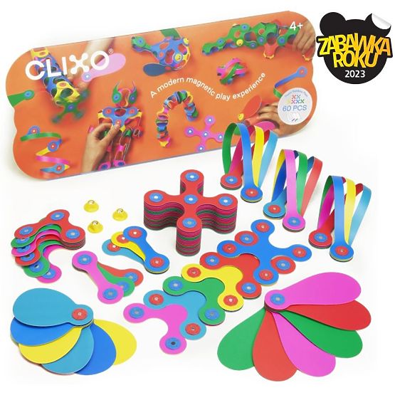 Magnetische Bausteine Clixo Super Rainbow, 60 Elemente