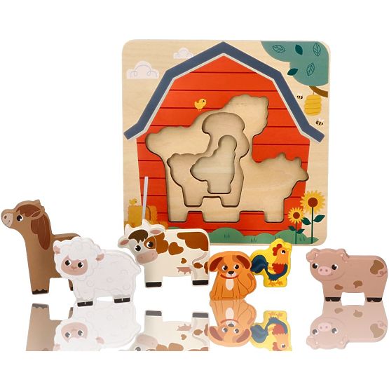 Mehrschichtiges Bauernhoftiere-Puzzle