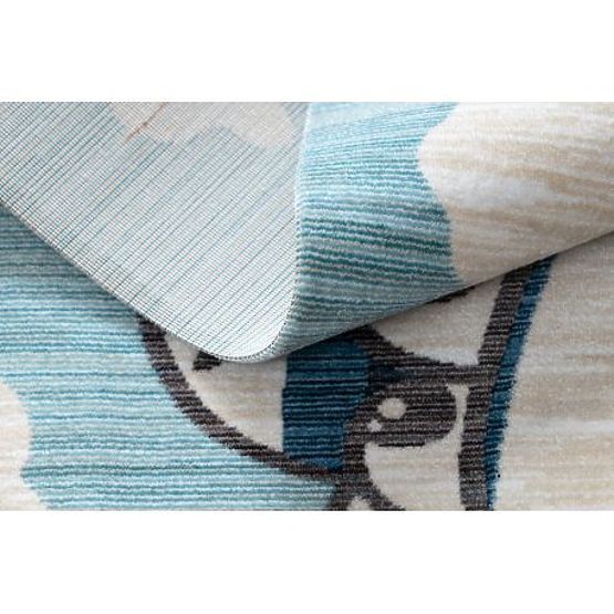 Moderner Kinderteppich TOYS 75320 FLUGZEUG, 3D-Effekt, unregelmäßige Form, blau, türkis, creme