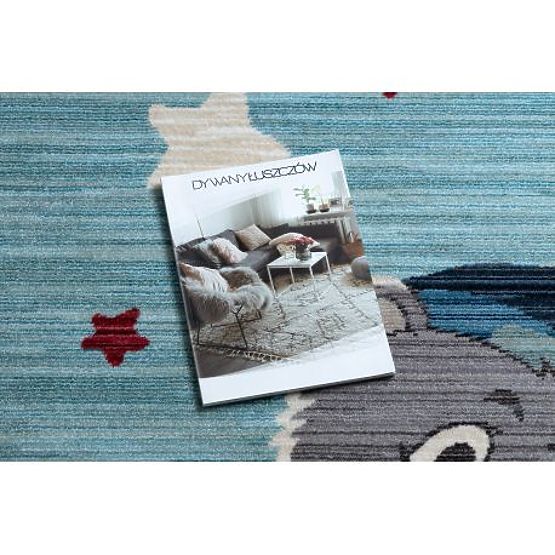 Moderner Kinderteppich TOYS 75322 TEDDYBÄR, unregelmäßige Form, blau, türkis, creme