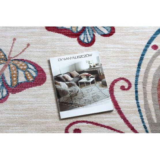 Moderner Kinderteppich TOYS 75326 SCHMETTERLING, unregelmäßige Form, creme, rot fuchsia