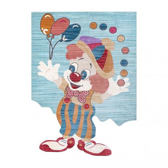 Moderner Kinderteppich TOYS 75328 CLOWN, unregelmäßige Form, blau, türkis, rot fuchsia