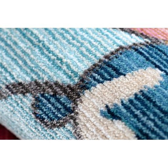 Moderner Kinderteppich TOYS 75328 CLOWN, unregelmäßige Form, blau, türkis, rot fuchsia