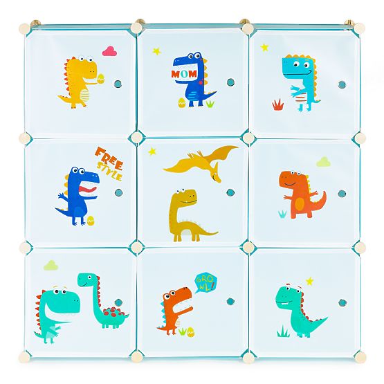 Modularer Kinderschrank mit 9 Regalen