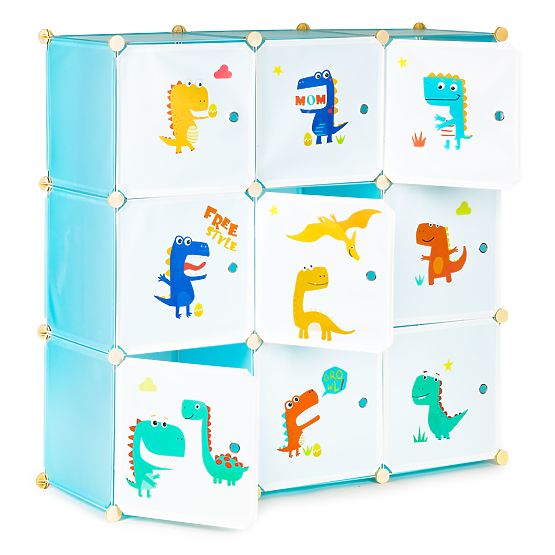 Modularer Kinderschrank mit 9 Regalen